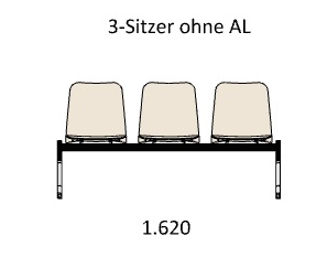 B1 3er Sitzbank Curve 30 ohne Armlehnen