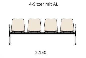 B1 4er Sitzbank Curve 30 Außenarmlehnen