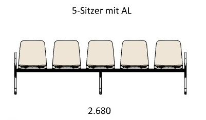B1 4er Sitzbank Curve 30 Außenarmlehnen